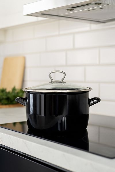 MAKRİ HOME Enamel Pot, Fryer, Glass Lid – 22 cm Diameter, 3.5 Liter Volume