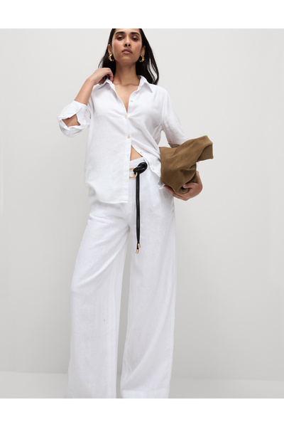 Marks & Spencer Saf Keten Wide Leg Pantolon