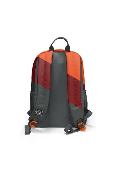 Coral High Dark Gray Orange Claret Red Colored School Backpack 23692
