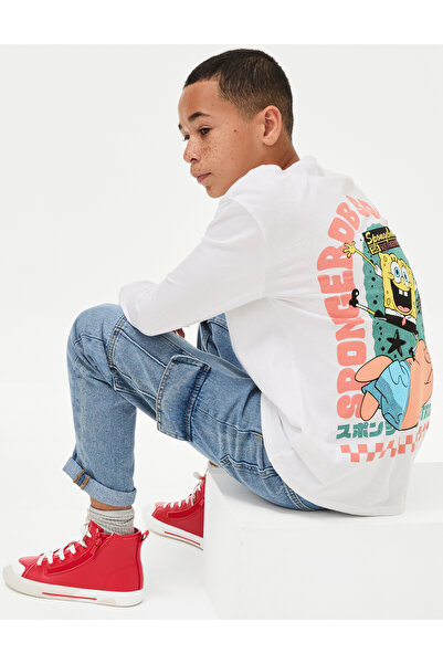 Marks & Spencer Saf Pamuklu SpongeBob Squarepants™ Sweatshirt (6-16 Yaş)