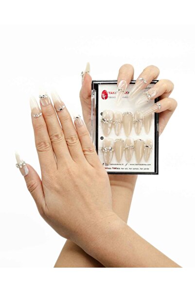 Takma Takma M Beden 10'lu Ten Rengi Uzun Badem TT1016 Tekrar Kullanılabilir P...