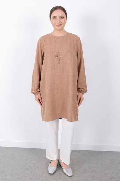 Linvey Summer Women's Tunic Casual Thin Sofia Linen Necklace Tunic with Wide Size Options
