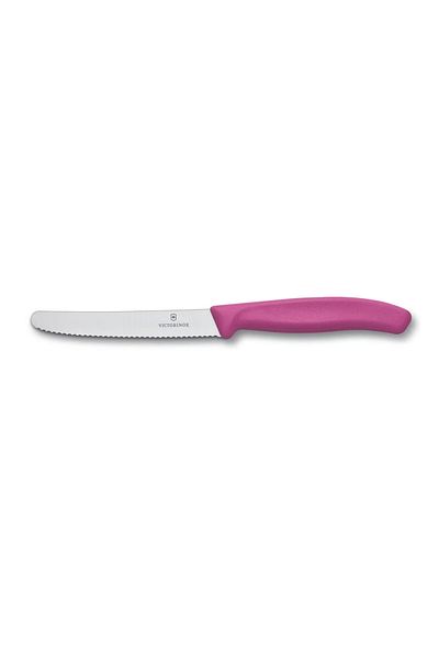 Victorinox Swiss Classic Paring 4" Serrated Blade 5/8" Width at Round Tip Pink Handle