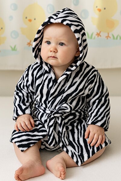Ender Home Mini Safari Bebek & Çocuk Kapşonlu Bornoz – %100 Pamuk, Unisex