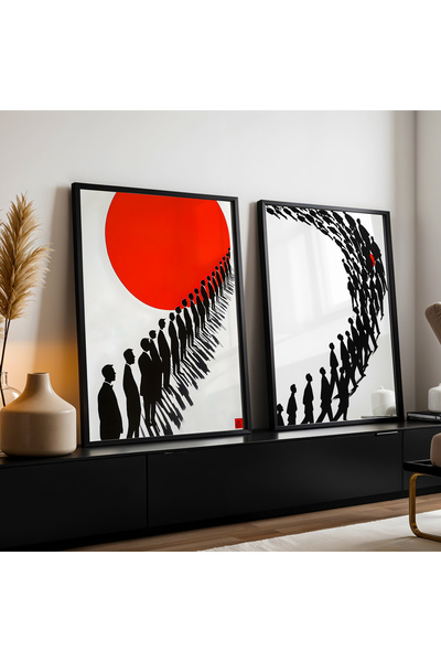 HİGUERA Διπλή Ανθρώπινη Φιγούρα Κόκκινη Αφηρημένη Σειρά Ζωγραφική τοίχου με φ...