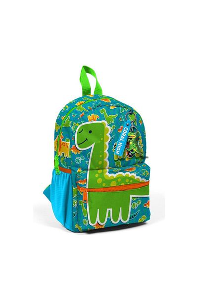 Coral High Rucsac cu slot mic, model de dinozaur albastru verde, două compartimente 23570