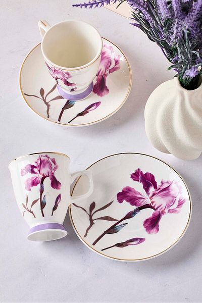 Perotti Bougainvillea 4-Piece Porcelain Coffee Set for 2