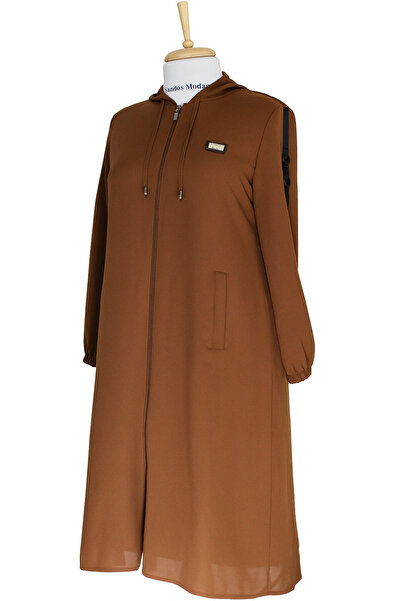 HESNA Elegant Hooded and Zippered Tan Colored Araboy Cap - Summer Pocket