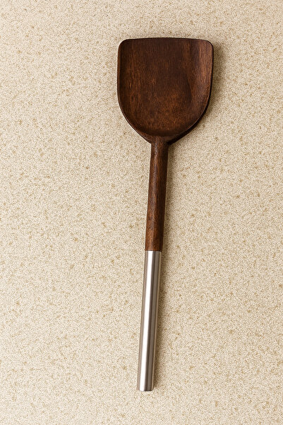 Kitchen Life 5 Piece Steel Handle Serving Set - Acacia Serving Spoon Spatula Scoop Set Serving Set