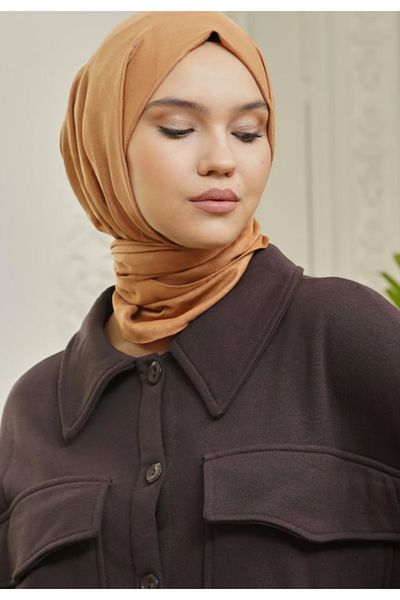 Loryan Kianna Camel Jacquard Shawl - Leaf Patterned Cotton