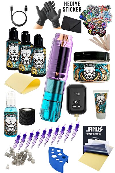 Tattoo Vlad-purple Kablosuz Oled Ekran Dövme Makinesi Seti - Hafif Kasa Dövme Makinesi Seti