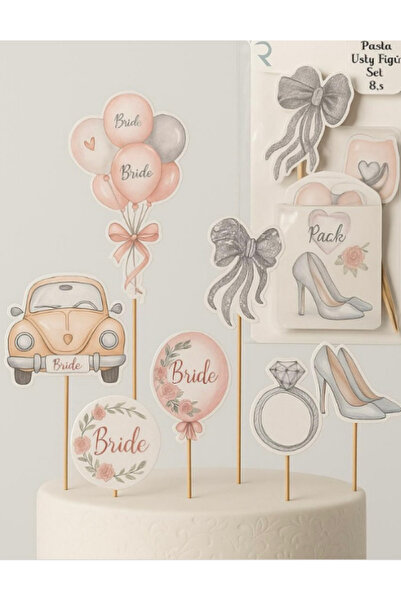 Dekals Bride To Be Gümüş Gri Renkli Gelin Pasta Üstü Figür Süs Seti Düğün Ve ...