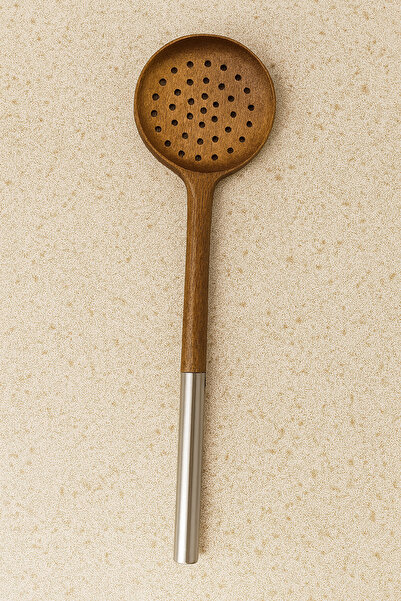 Kitchen Life 5 Piece Steel Handle Serving Set - Acacia Serving Spoon Spatula Scoop Set Serving Set