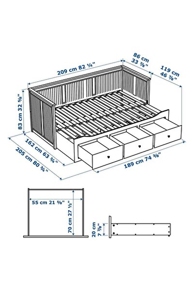 IKEA İKEA HEMNES divan, beyaz, 80x200 cm BatuShop