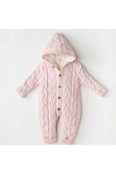 andywawa Unisex Baby Knitwear Cosmonaut Jumpsuit Pink Melange AC24336