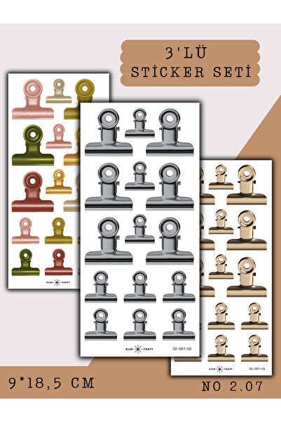 Else Craft 3'lü Ajanda Klips Sticker No 2.07 - Ajanda Planlayıcı Bullet Journ...