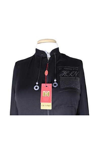 HESNA Black Zippered Stylish Quality Ferace
