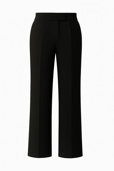 BELVİNA Black Lycra Plazzo Fabric Trousers Velcro Closure Relaxed Fit