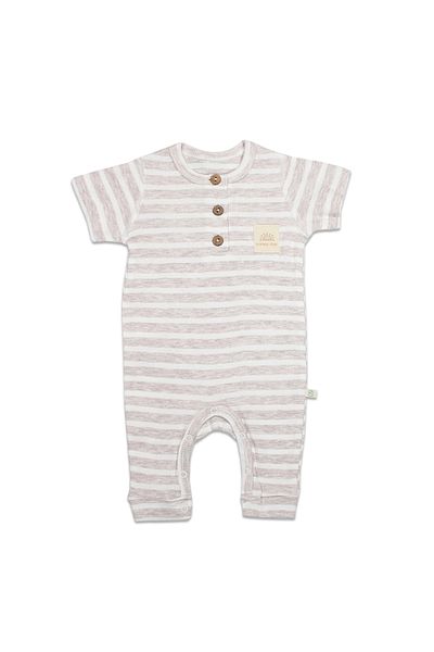Bistyle Line Colors Half Sleeve Jumpsuit Without Booties 15126 Beige