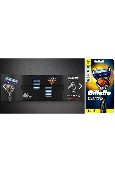 Gillette Fusion Proglide 8-пакет (картонена кутия) + Proglide Flexball бръснач (2 резервни)