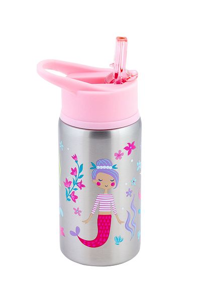 Stephen Joseph Stainless Steel Straw Water Bottle Mermaid