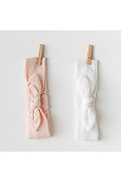 andywawa Ac25868 Müslin Home 2-Piece Hair Band Pink White