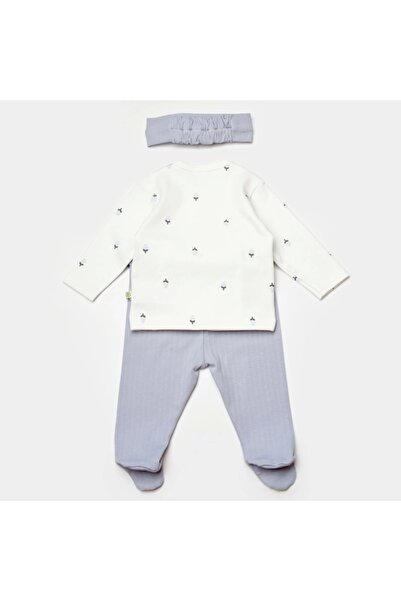 Bibaby Biorganik Love Floral 3 Piece Bodysuit Set - Ecru Lilac 73346