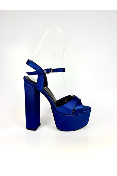 E&L Company Net 16cm Highest. The Navy Satin Platform Is Balanced and Comfortable.
