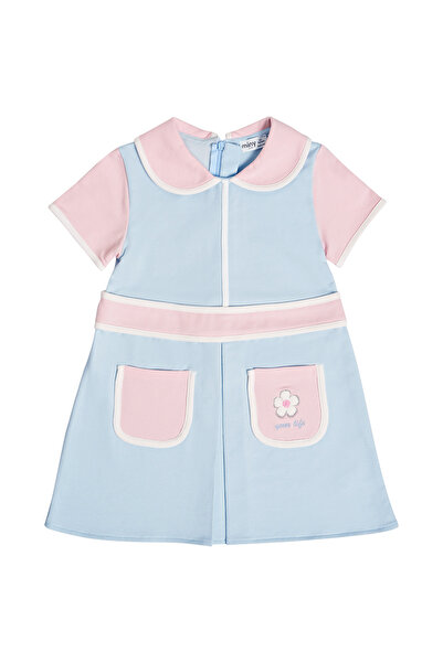 Miny Center Girl's Baby Collar Short Sleeve Knitted Dress