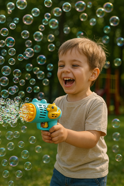 BambaPaw Yeni Pilli Ördek Duck Köpük Tabancası - 23 Delikli Baloncuk Tabancası - Baloncuk Çıkaran Tabanca