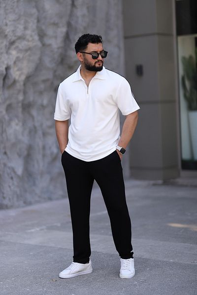 cto your style تي شيرت رجالي بياقة بولو، طقم علوي بسحاب ومريح