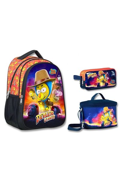 ÜMİT ÇANTA Boys' Triple Primary School School Bag Set - King Shakir Giants Woke Up, Backpack+Lunch Bag+Ka