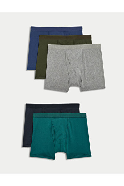 Marks & Spencer 5'li Saf Pamuklu Cool & Fresh™ Trunks