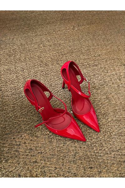 MYVOLANTE Red Patent Leather Women's Classic Heeled Shoes -Stiletto