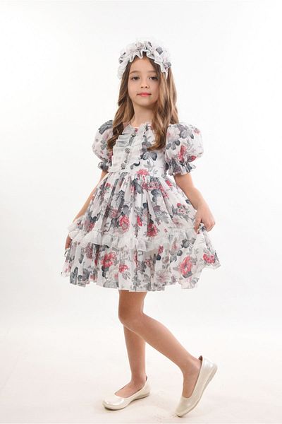 MIALORA EXCLUSİVE By Emel Ebru Özdemir Special Design, Floral Girl's Dress, Hair Accessory Girl's Dress, Birthday Dress