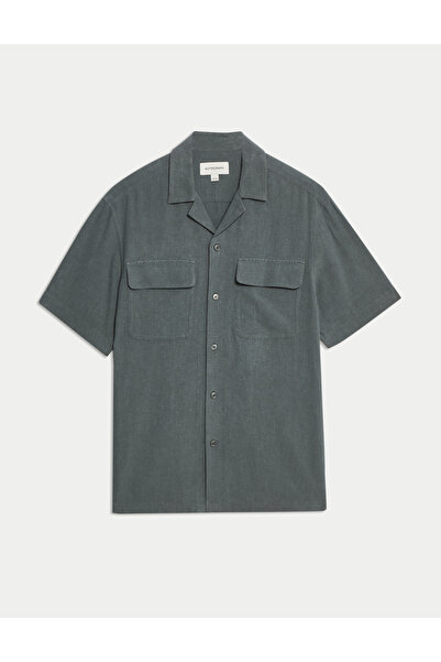 Marks & Spencer Keten Karışımlı Cuban Yaka Gömlek