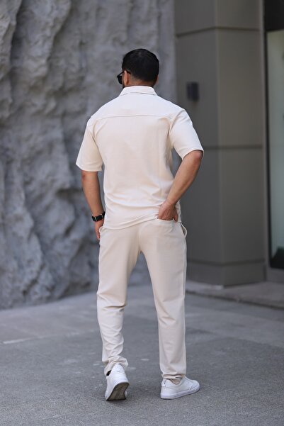 cto your style Men's Polo Neck T-Shirt Casual Fit Zipper Snap Detail Bottom Top Suit