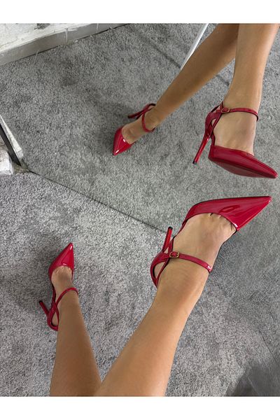 MYVOLANTE Red Patent Leather Women's Classic Heeled Shoes -Stiletto