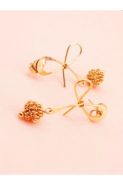 luree accessories Chain Ball Motif Bow Earrings