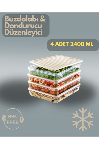 VİZYON Refrigerator Organizer Set Refrigerator Organizer Icebox Storage Container
