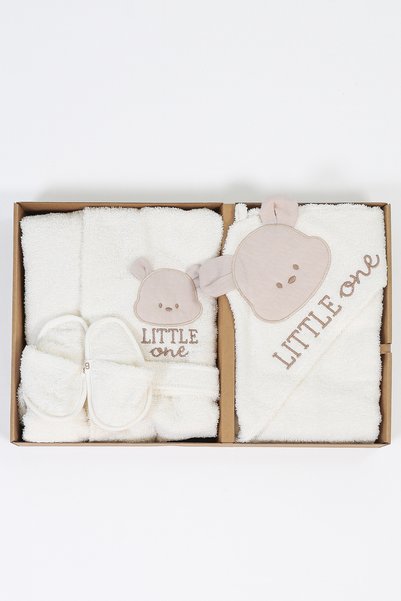 Sitilin Baby Boy Embroidered Luxury Bathrobe Set Towel Set 100% Cotton Fabric 0-2 Years Stl7054