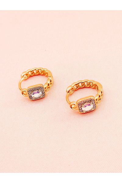 luree accessories Chain Motif Stone Vip Earrings