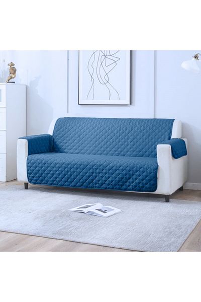 RALEX PUCIOASA Cuvertura Matlasata pentru Canapea 3 locuri, Protectie Pete si Par, Microfibra, 295x198 cm, Albastru