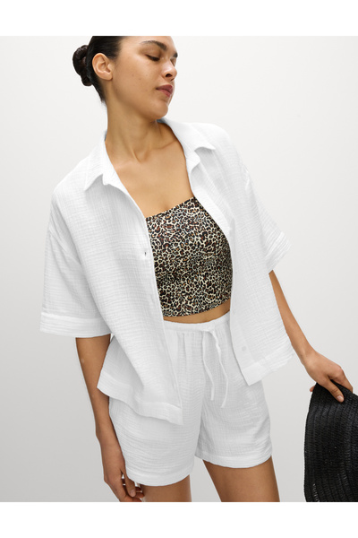 Marks & Spencer Saf Pamuklu Plaj Gömleği