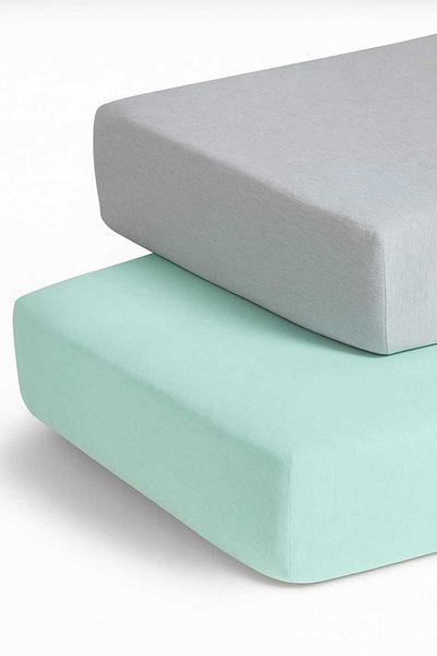 Bebek Özel Cotton Children's Fitted Sheet 90x190 2 Pieces Mint Green And Gray
