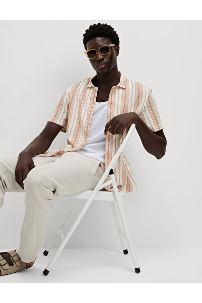 Marks & Spencer Kolay Ütülenebilir Saf Pamuklu Çizgili Gömlek