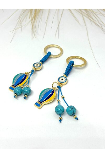 Azrua Breloc metalic cu ochi cu balon zburător cu șnur albastru, 1 buc. Brelo...