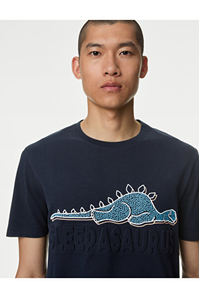 Marks & Spencer Saf Pamuklu Kısa Kollu Pijama Üstü