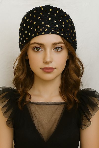 HAPPY HANDMADE Sequin Evening Dress Mesh /Cleopatra Beret/Mesh Beret/Summer Hat/Cleopatra Hat/Mesh Hat/New Trend