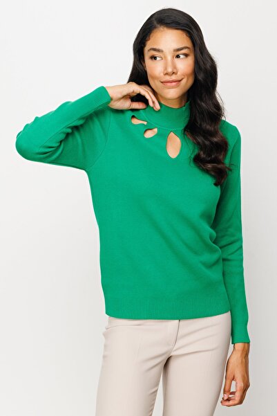 Ekol ON Stand Collar Windowed Knitwear